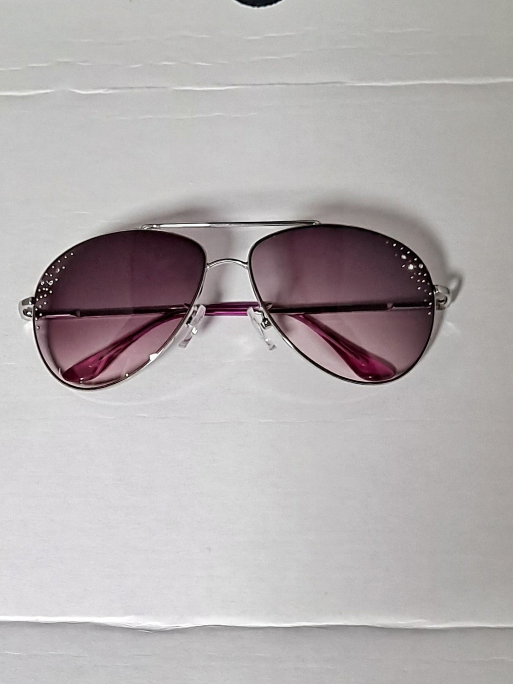 Women’s Aviator Sunglasses - Silver Frame with Purple Lenses